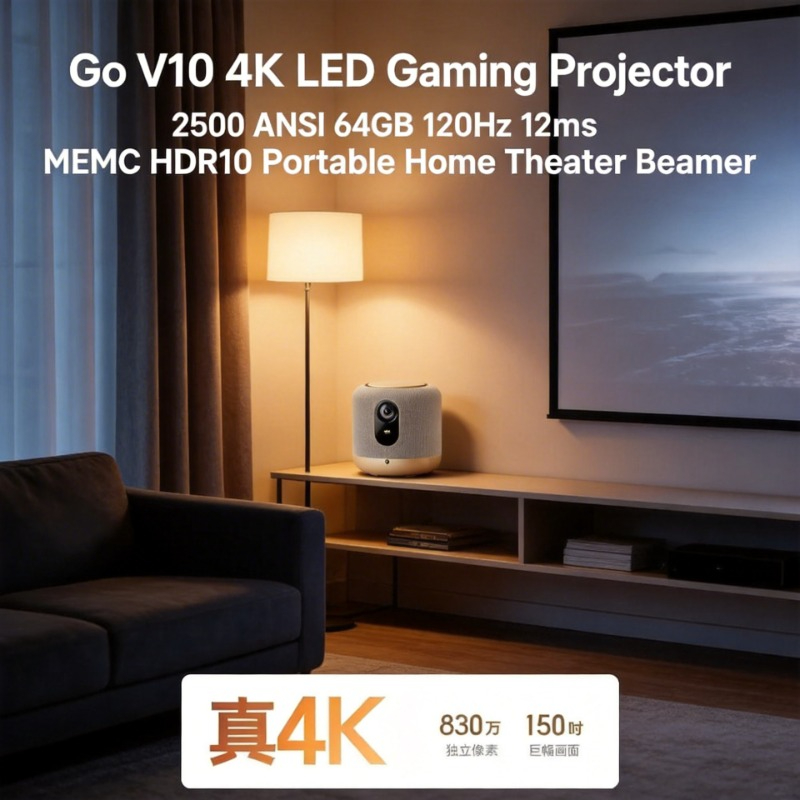 Home Cinema Portable - Projecteur de jeu LED 4K 2500