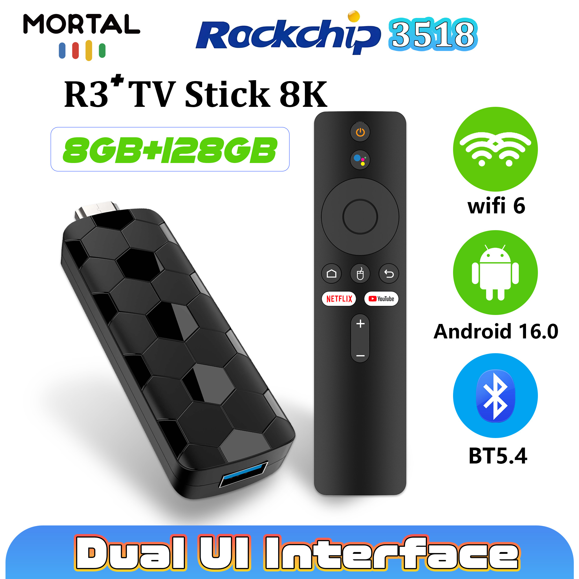 Clé TV Mortal R3+ Android 16 8 - Home Cinema Hdmi avis et prix